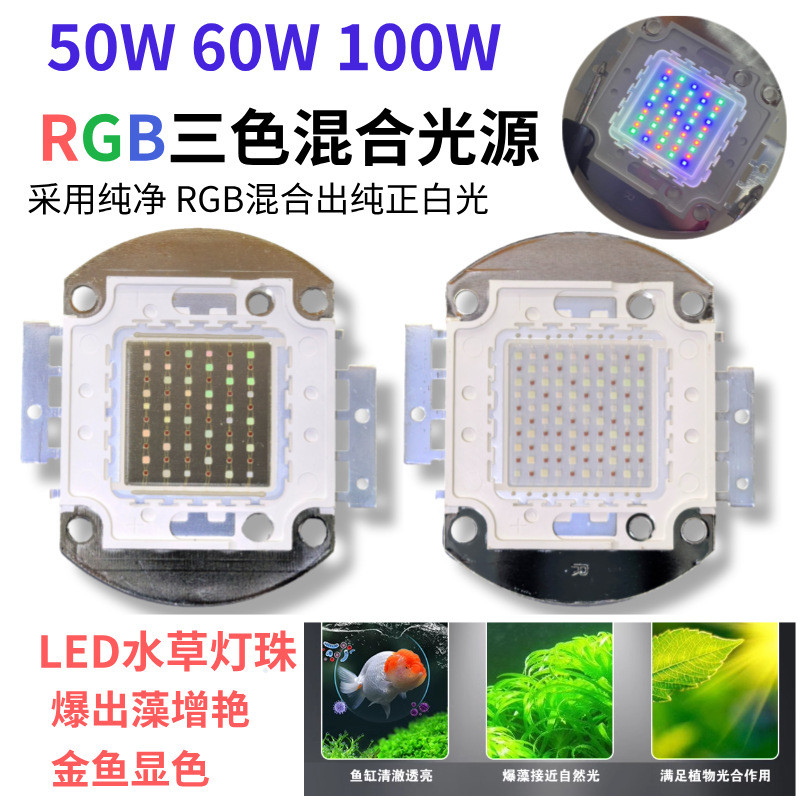 台铭光电 50W 60W 70W 100W 增艳水族灯光源灯珠 鱼缸水草 LED 灯珠 海水缸龙鱼珊瑚照明光源
